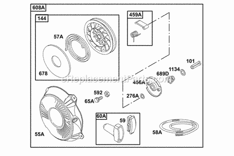 Rewind Group 2 Diagram and Parts List for 135202-0253-01  Briggs and Stratton Engine